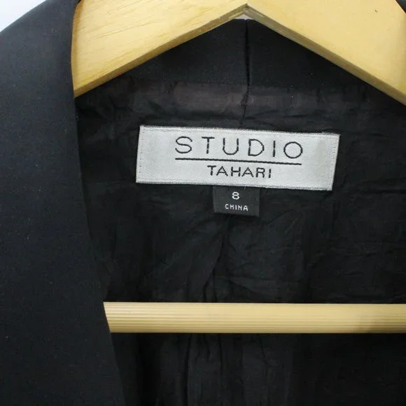 Studio Tahari Blazer Women's Casual Solid Black One Button Front Lined Size 8 - Picture 5 of 8
